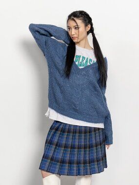 MOHAIR SWEATER Vintage Pullover Jumper Oversize Cable Knit / Small